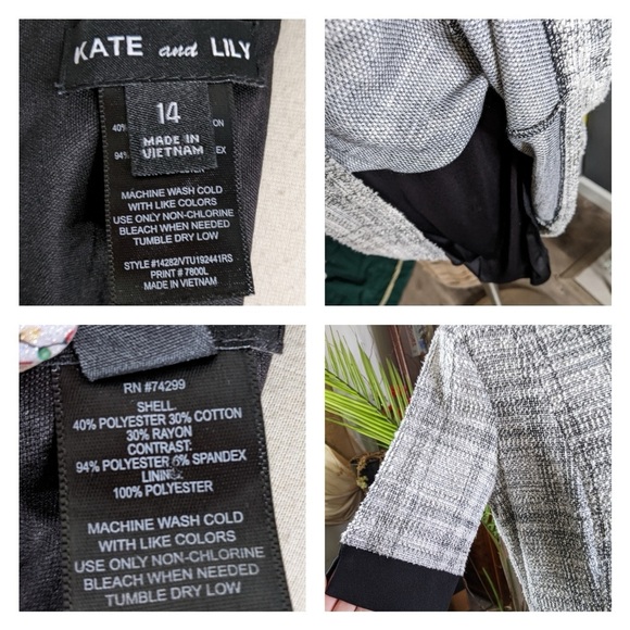 Kate & Lily black and white w/ pearl trim tweed dress in size 14 - Picture 3 of 5